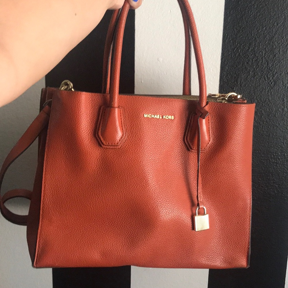 Michael Kors tote with a strap. Burnt orange